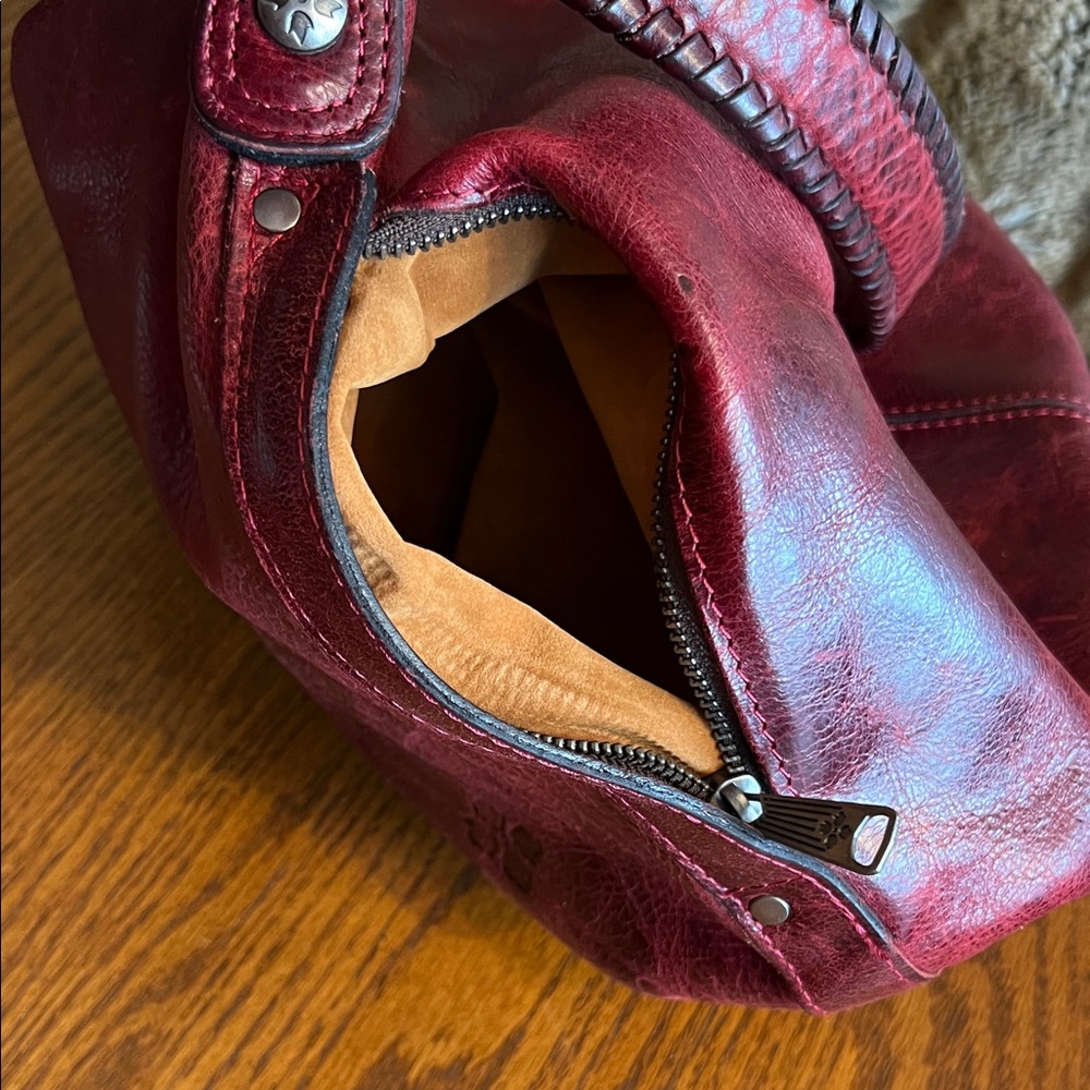 Patricia Nash Deep Red Distressed Leather Hobo Conceal Carry Bag and Wallet - Picture 11 of 16